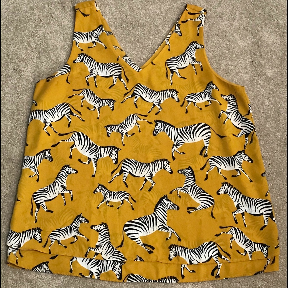 Ann Taylor yellow zebra print shirt, size M